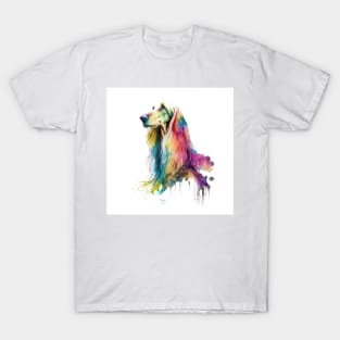 Afghan Hound Dog In Watercolor & Pen T-Shirt